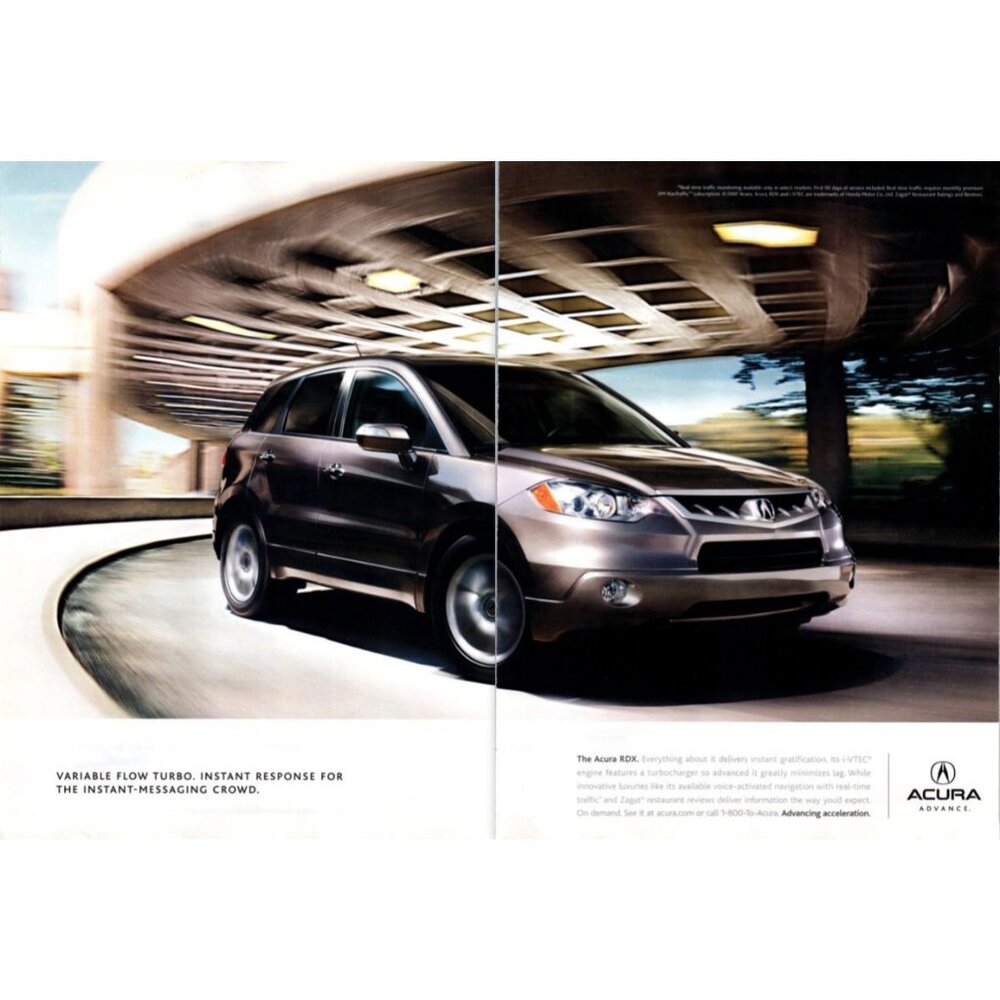 2008 Acura RDX SUV 2 Page Vintage Print Ad Highway Underpass Man Cave Wall Art